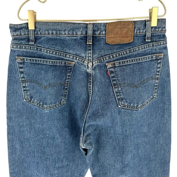 Levis 554 Jeans Mens 36 x 34 Blue Relaxed Straight Vintage 90's USA Cotton Denim - Picture 8 of 15